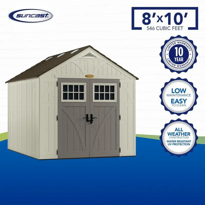 Vanilla Series Plastic Shed – 8 ft. × 10 ft., UV-Stabilized Resin for Long-Lasting Outdoor Use