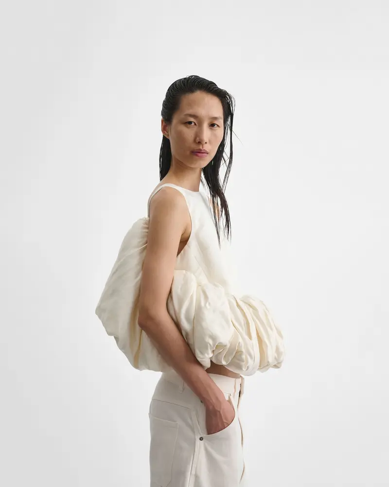 Vanilla Silk Duchesse Satin Sculpted Vest