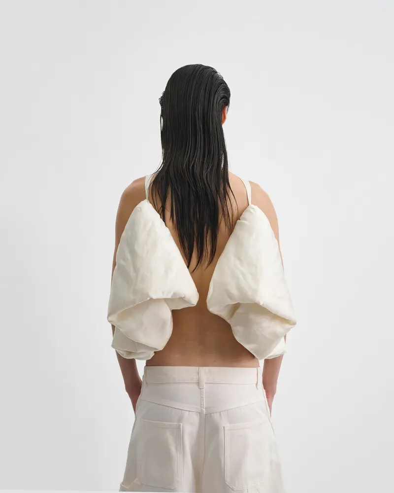Vanilla Silk Duchesse Satin Sculpted Vest