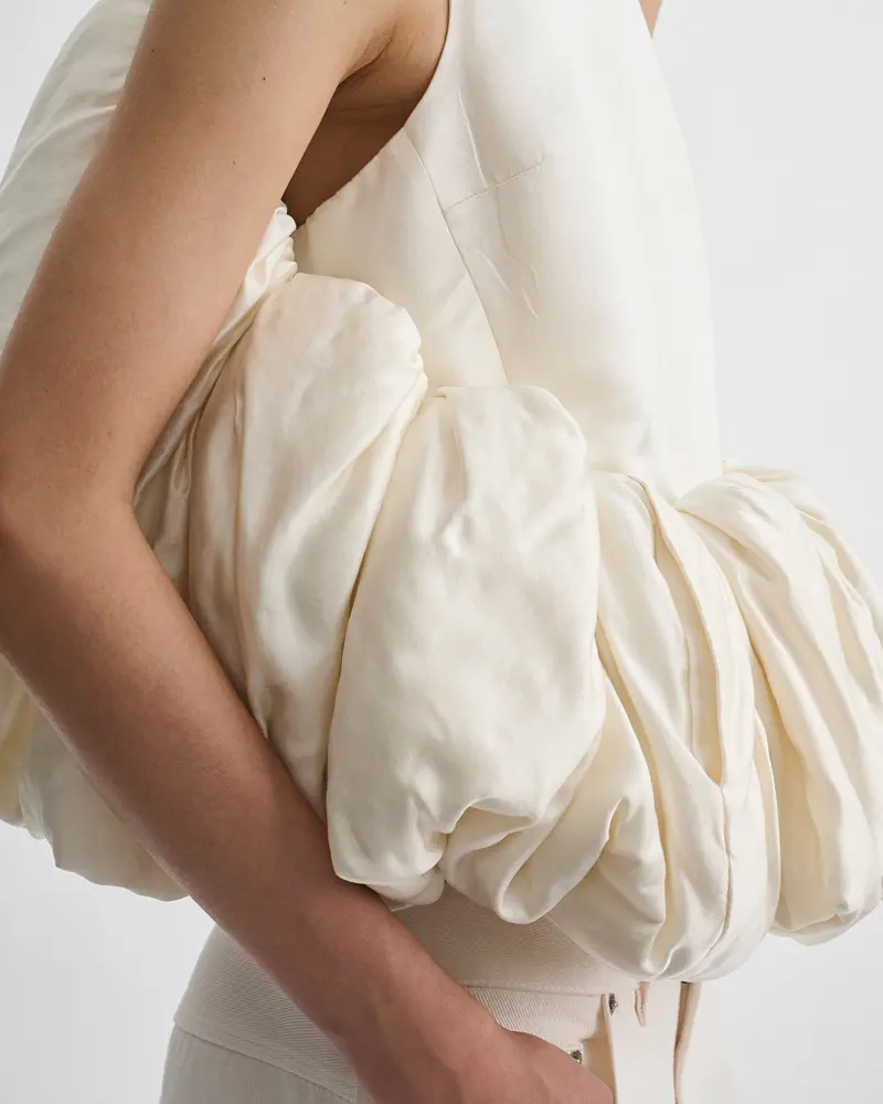 Vanilla Silk Duchesse Satin Sculpted Vest