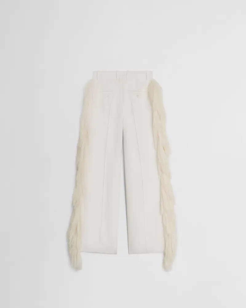 Vanilla Viscose Fringed Boyish Tuxedo Trousers 2