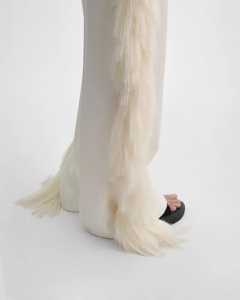 Vanilla Viscose Fringed Boyish Tuxedo Trousers