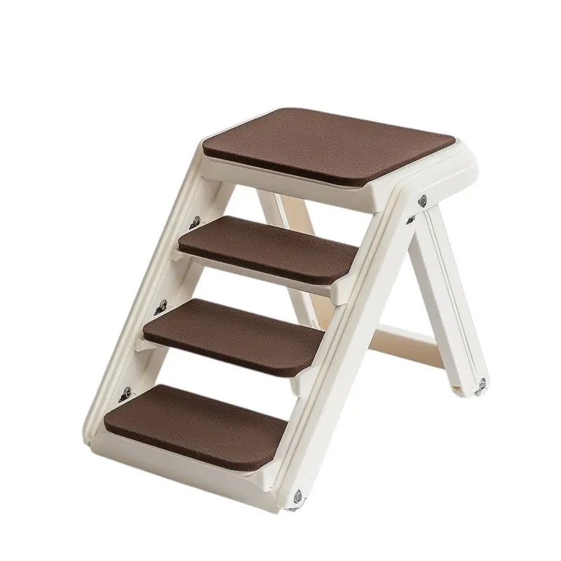 Varyx Foldable Dog Stairs for Beds – Lightweight Pet Steps with Non-Slip Felt Treads and Supportive Safety Rails (Cream, Supports Up to 120 lbs)