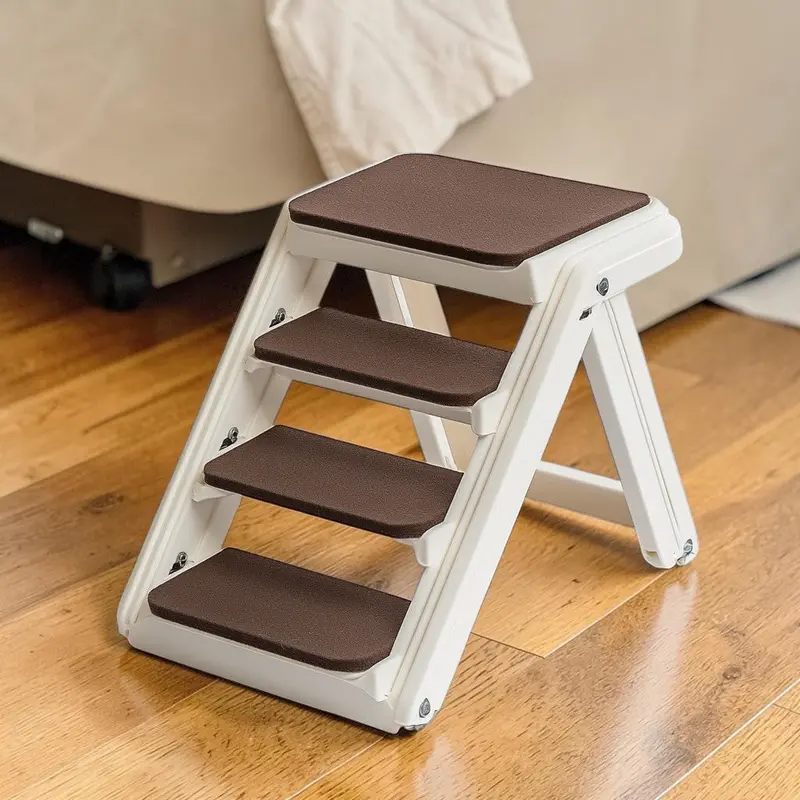 Varyx Foldable Dog Stairs for Beds – Lightweight Pet Steps with Non-Slip Felt Treads and Supportive Safety Rails (Cream, Supports Up to 120 lbs)