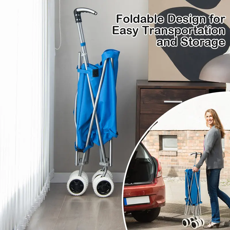 Versatile Foldable Grocery Trolley – Removable Oxford Fabric Liner & Quiet, Smooth-Rolling Casters