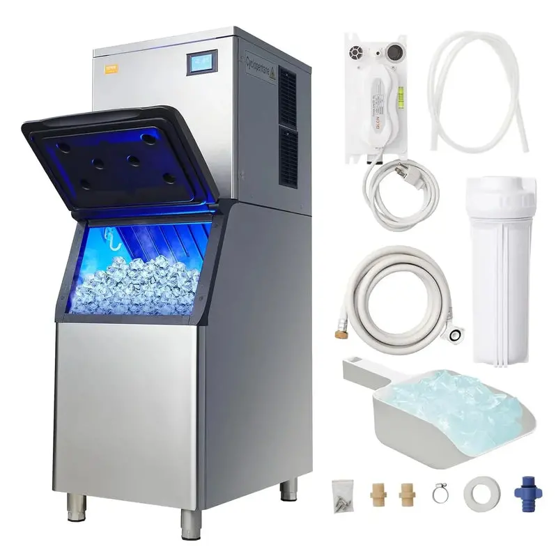VEVOR Commercial Ice Maker – 360 lbs Daily Production with 330.7 lbs Built-In Storage Bin