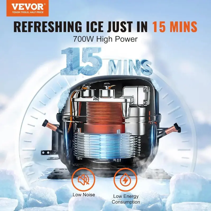 VEVOR Commercial Ice Maker – 360 lbs Daily Production with 330.7 lbs Built-In Storage Bin