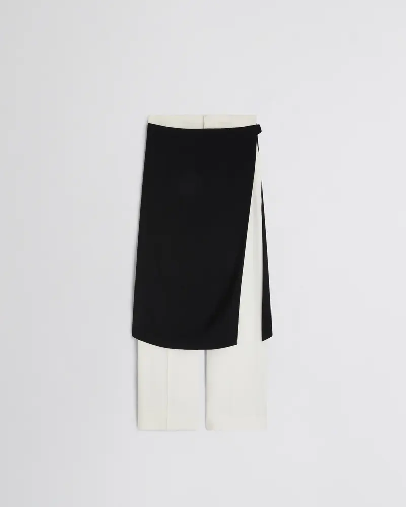 Viscose Apron-Style Trousers In Black And White