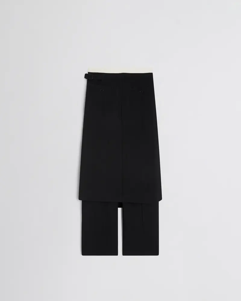 Viscose Apron-Style Trousers In Black And White 2