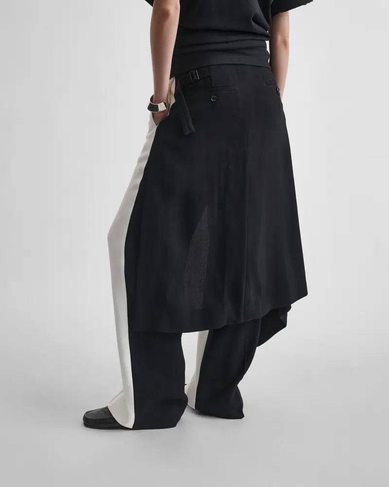 Viscose Apron-Style Trousers In Black And White