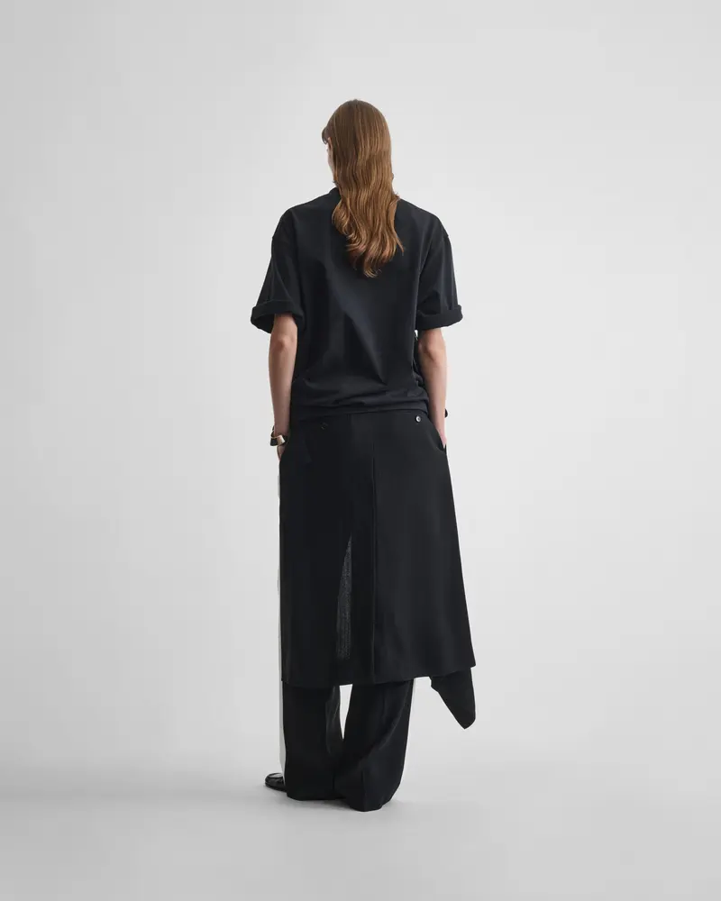 Viscose Apron-Style Trousers In Black And White