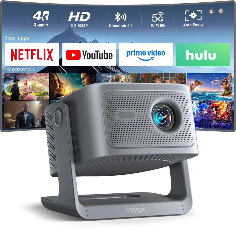 VISSPL 4K Dolby Audio Smart Projector – Auto Focus, 3D Ready, Seamless WiFi Connectivity