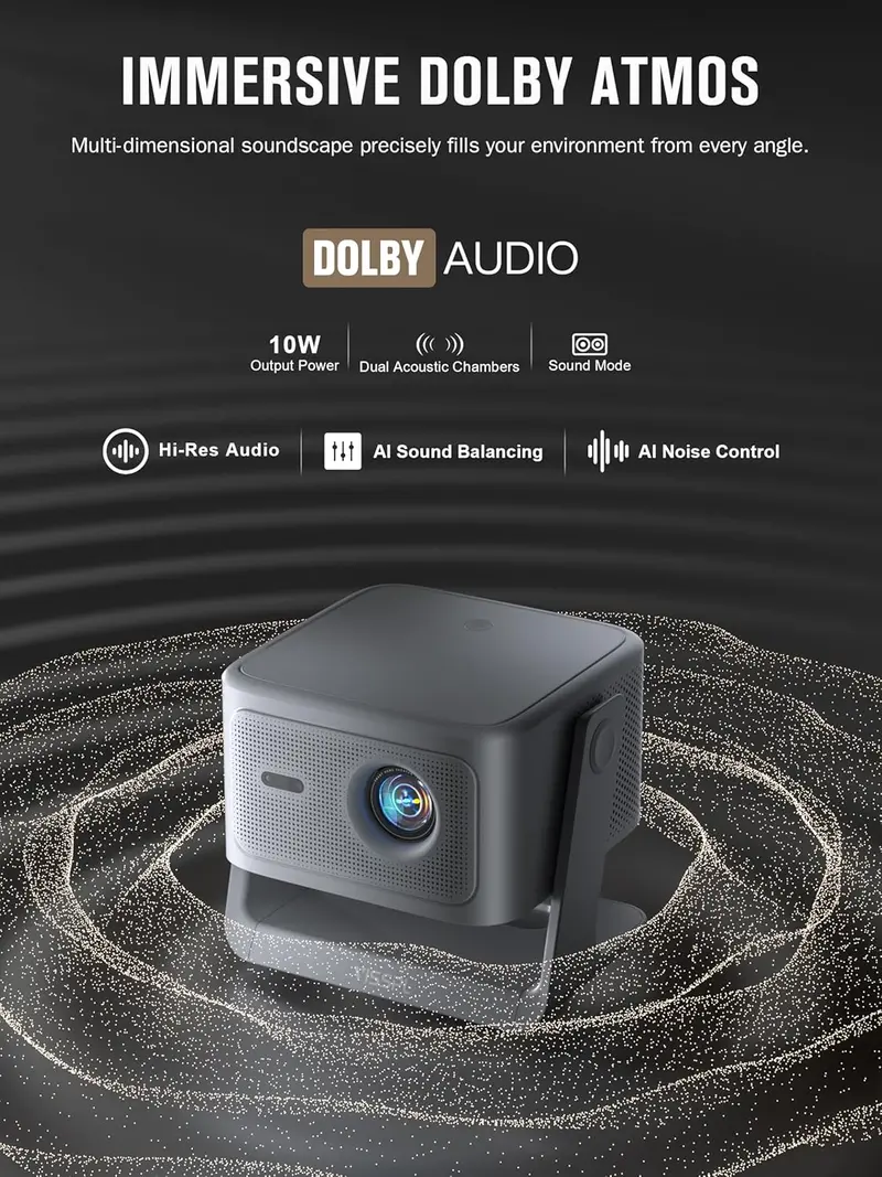VISSPL 4K Dolby Audio Smart Projector – Auto Focus, 3D Ready, Seamless WiFi Connectivity