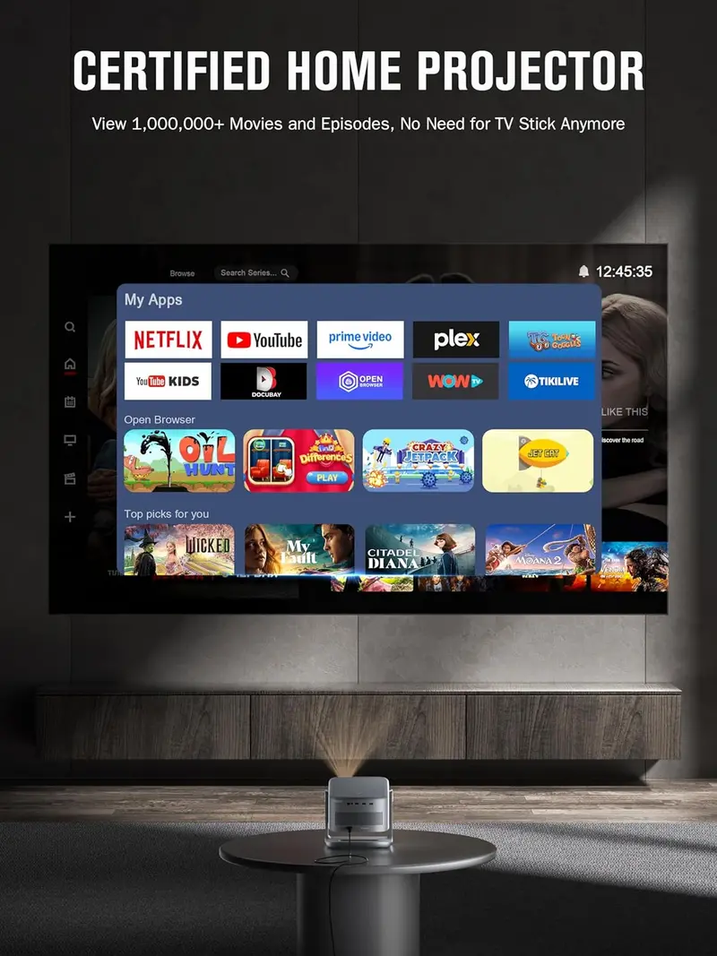 VISSPL 4K Dolby Audio Smart Projector – Auto Focus, 3D Ready, Seamless WiFi Connectivity