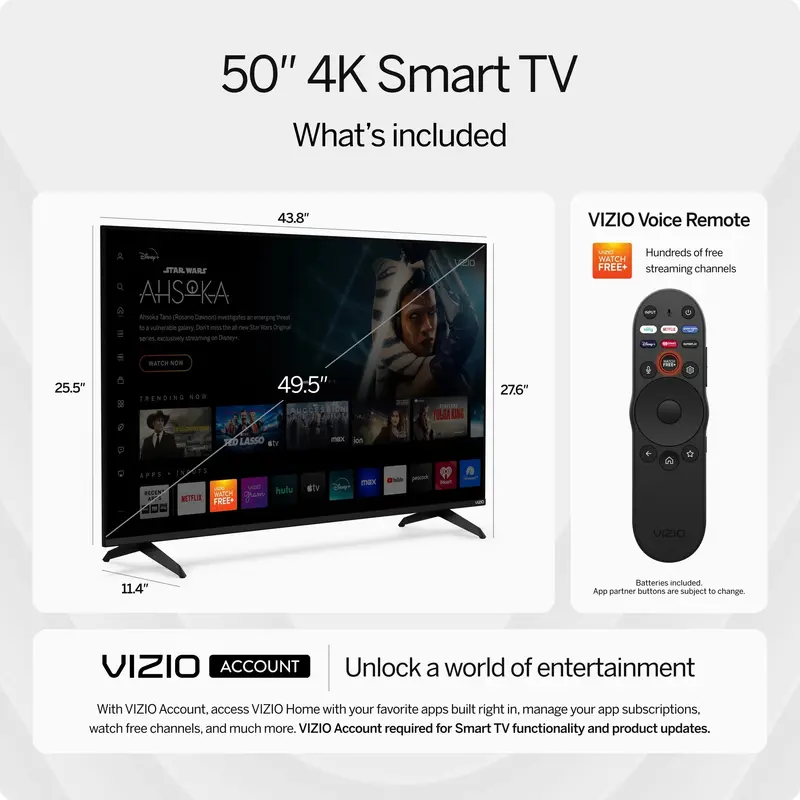 VIZIO V4K50M-08 50-Inch 4K UHD Smart LED TV with HDR