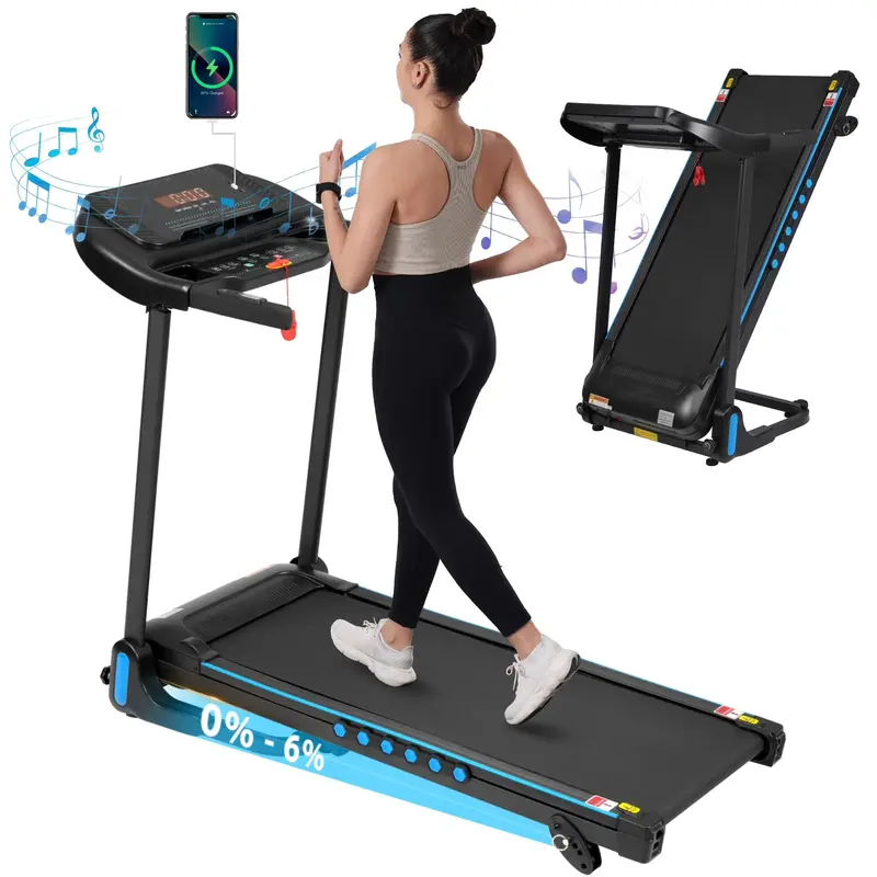 VLDTDRDI Heavy-Duty Folding Treadmill – 3.5HP Motor, 500LB Weight Limit, 10MPH Speed, Bluetooth Audio, USB Port, Adjustable Incline & Heart Rate Sensors