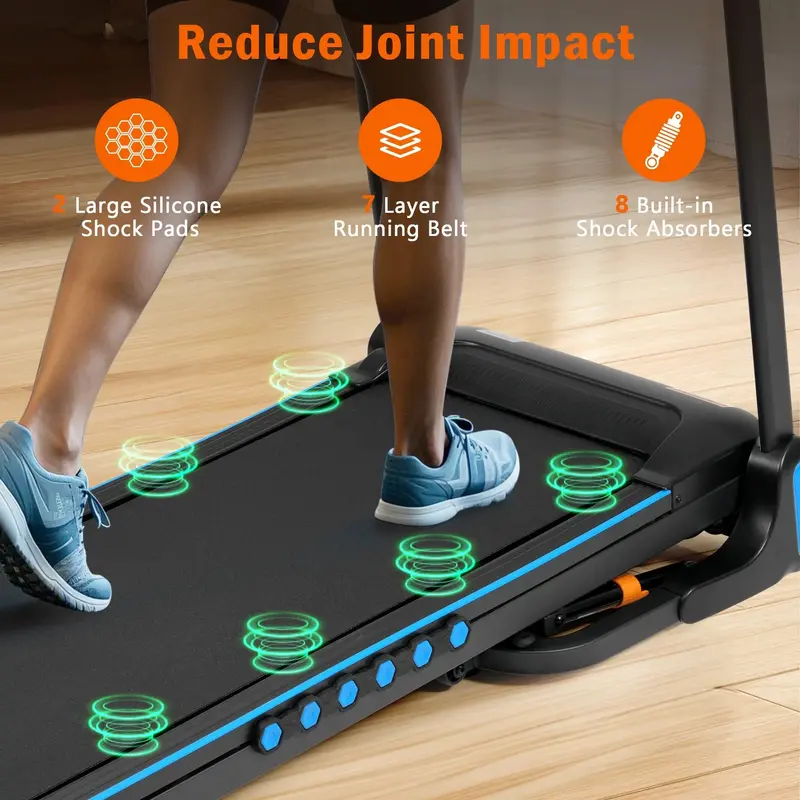 VLDTDRDI Heavy-Duty Folding Treadmill – 3.5HP Motor, 500LB Weight Limit, 10MPH Speed, Bluetooth Audio, USB Port, Adjustable Incline & Heart Rate Sensors
