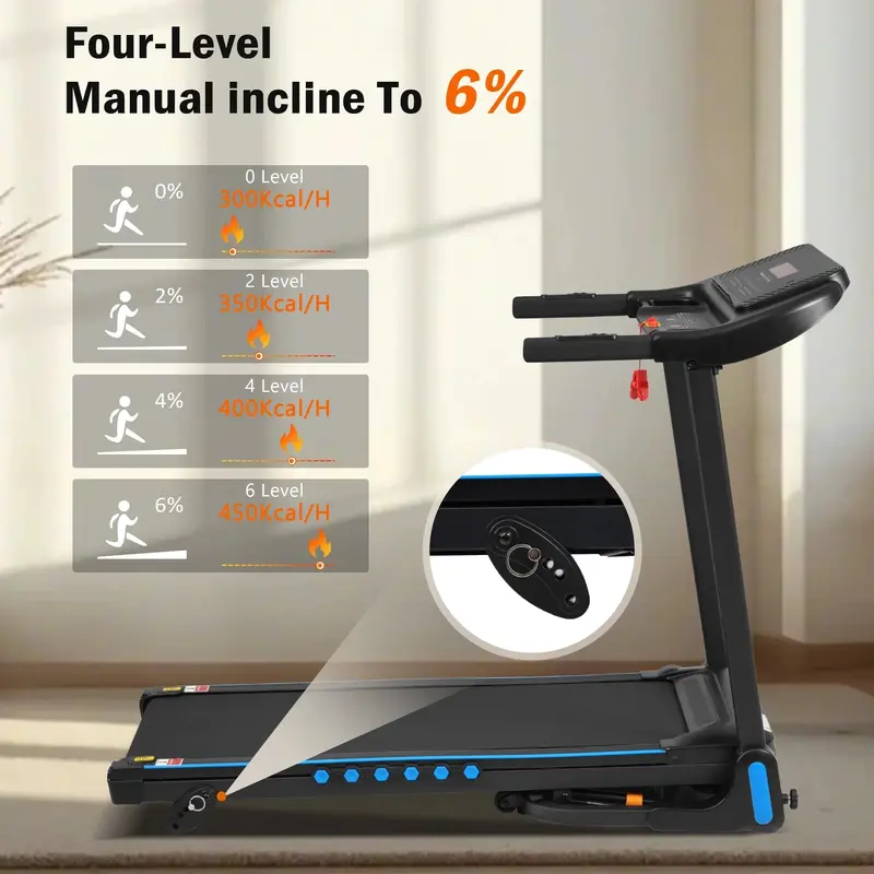 VLDTDRDI Heavy-Duty Folding Treadmill – 3.5HP Motor, 500LB Weight Limit, 10MPH Speed, Bluetooth Audio, USB Port, Adjustable Incline & Heart Rate Sensors