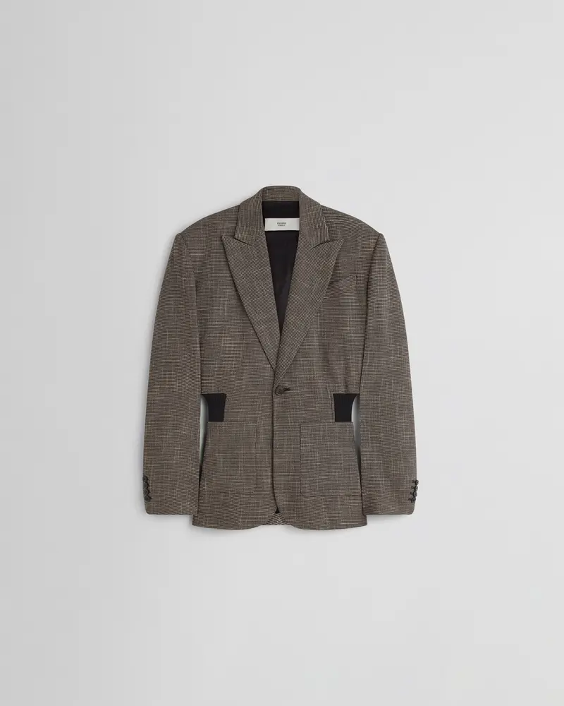 Waist-Defining Kick Jacket In Salt-And-Pepper Woven Viscose