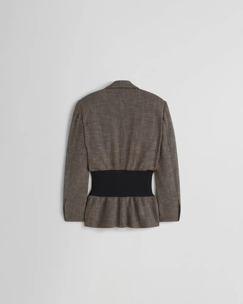 Waist-Defining Kick Jacket In Salt-And-Pepper Woven Viscose 2