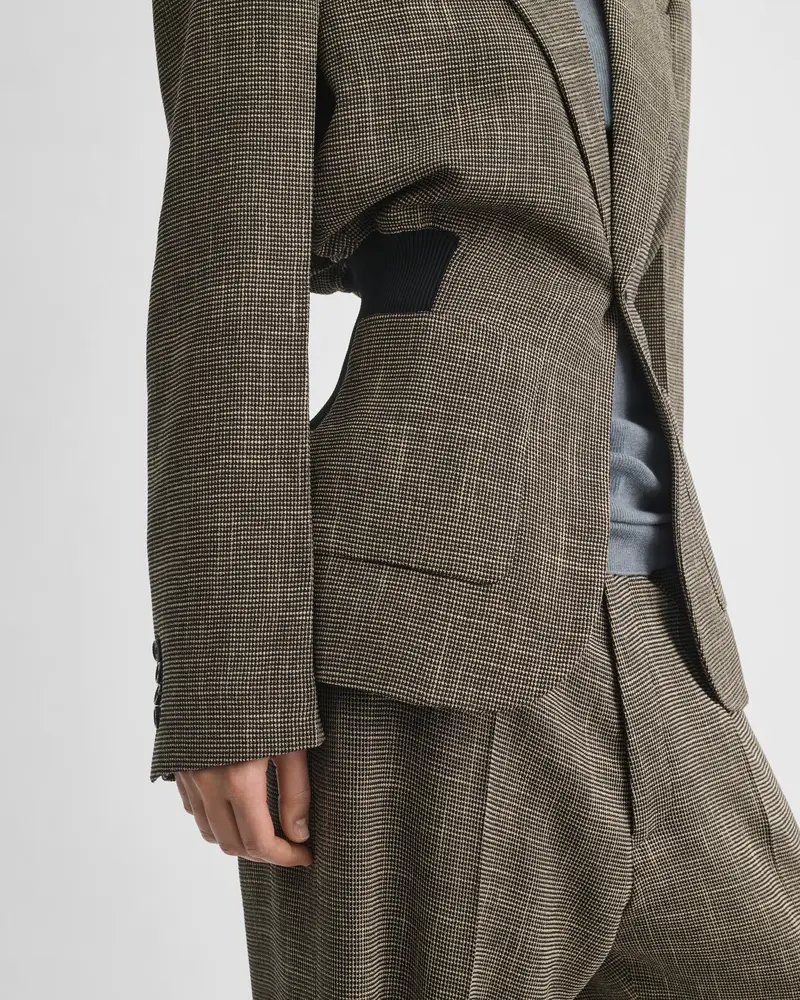 Waist-Defining Kick Jacket In Salt-And-Pepper Woven Viscose