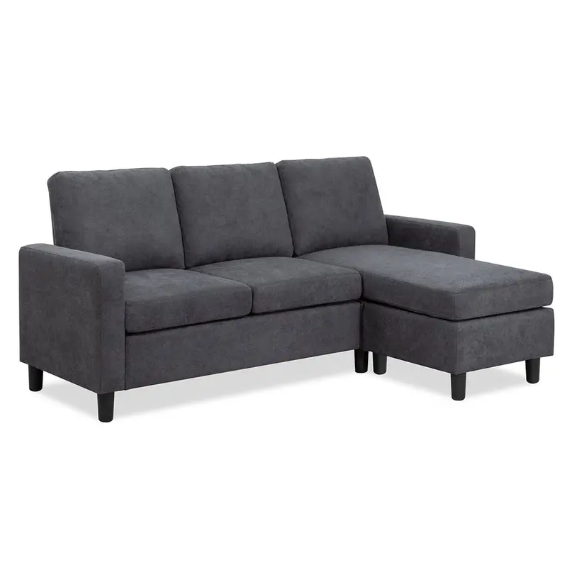 Walsunny L-Shaped Convertible Sectional Sofa – Linen Upholstered, Reversible Ottoman & Space-Efficient Layout