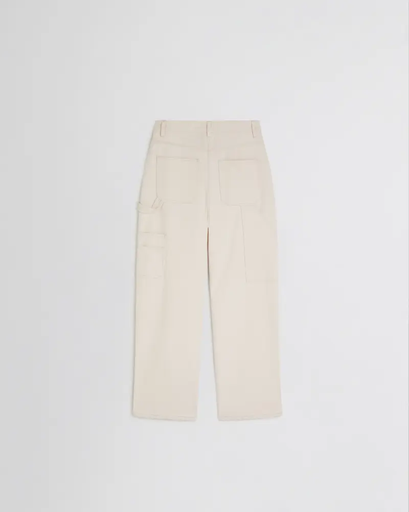 Washed Cream Carpenter Jeans With Mid-Rise Relaxed Fit 2