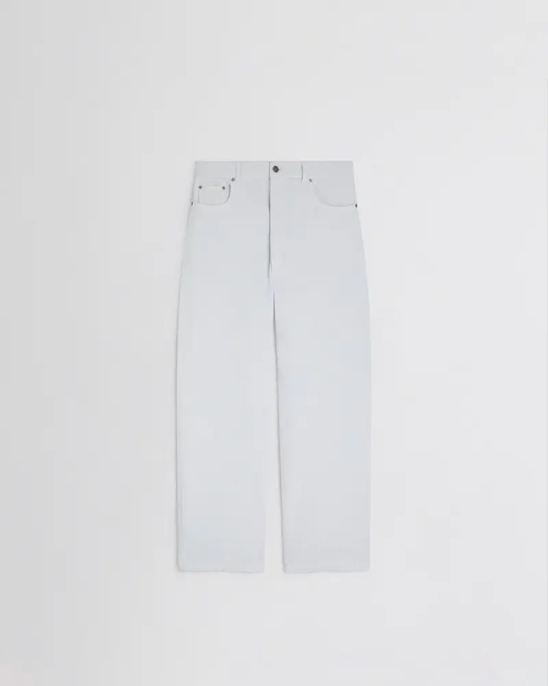 Washed Ice Blue Relaxed Fit Zip Jeans