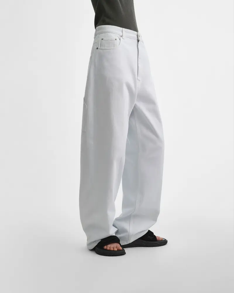 Washed Ice Blue Relaxed Fit Zip Jeans