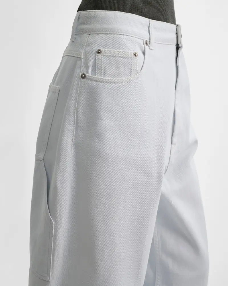 Washed Ice Blue Relaxed Fit Zip Jeans