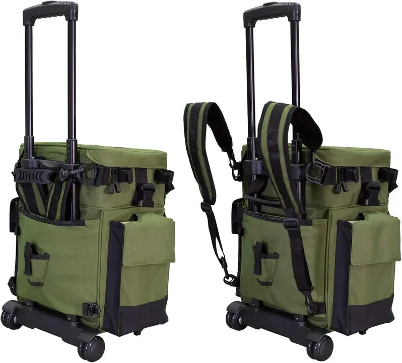 Waterproof Rolling Fishing Tackle Backpack by Elkton Outdoors – Features Rod Holders & Modular Trays
