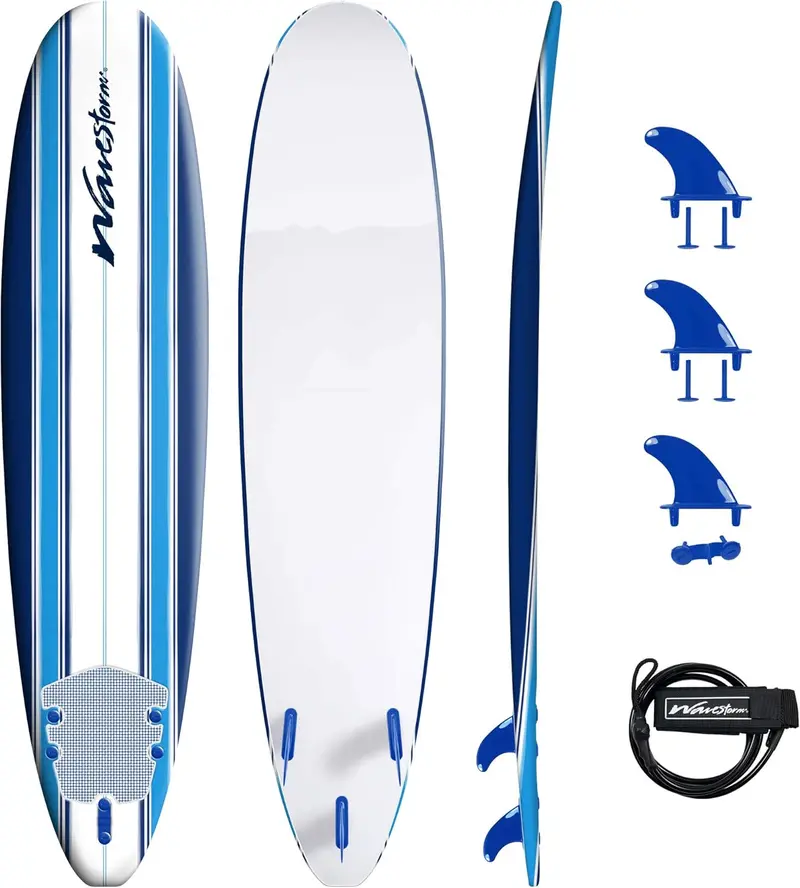 Wavestorm 2025 Classic 8-Foot Longboard — Beginner-Friendly Surfboard for Casual Riders