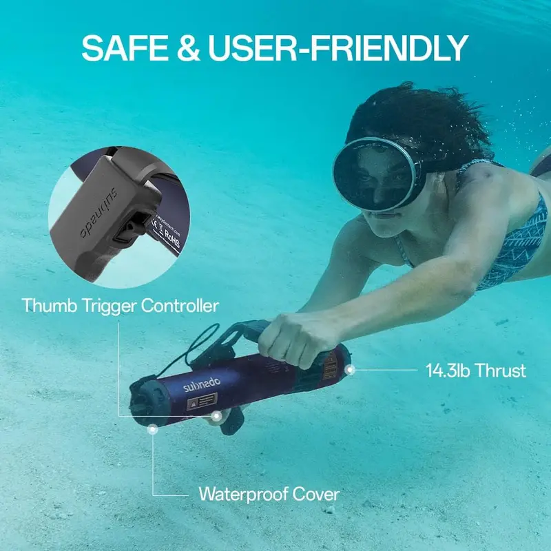 Waydoo Subnado Lite Underwater Propulsion Scooter – Portable Handheld Diver Assist Device for Snorkeling, Scuba Diving, and Recreational Exploration (Blue)