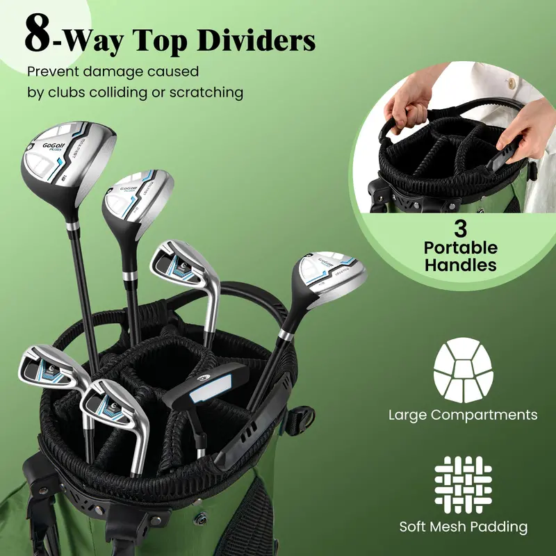 Weatherproof Golf Stand Bag – 8-Way Top Divider & Five Organized Pockets 2