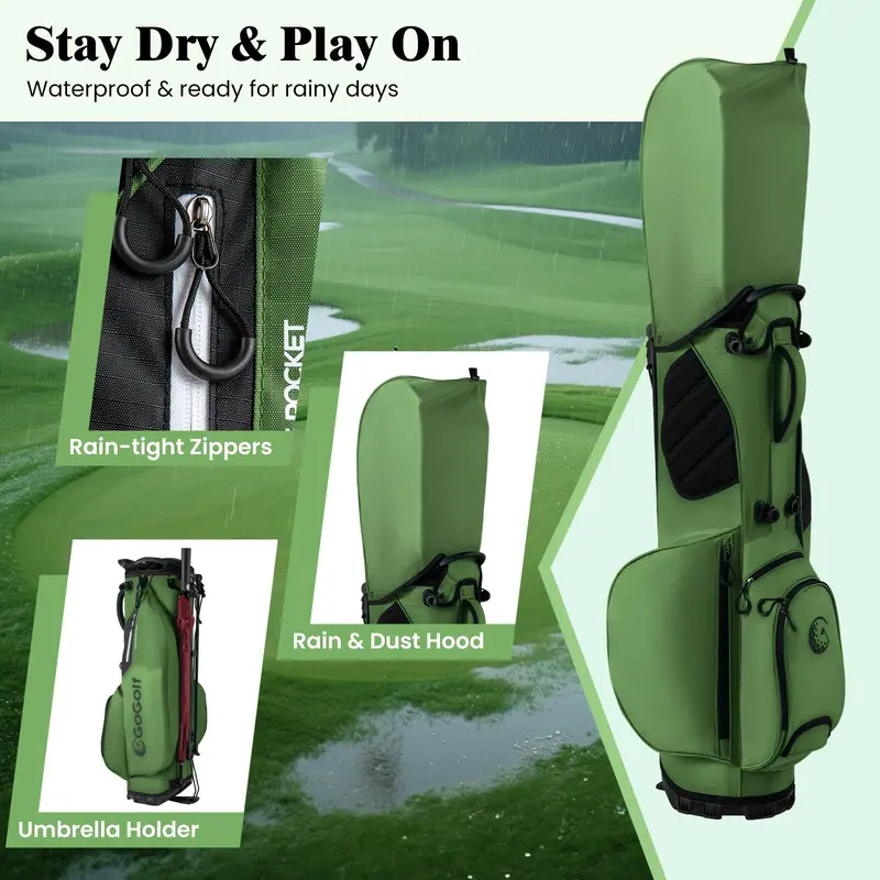 Weatherproof Golf Stand Bag – 8-Way Top Divider & Five Organized Pockets