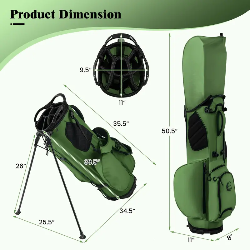 Weatherproof Golf Stand Bag – 8-Way Top Divider & Five Organized Pockets