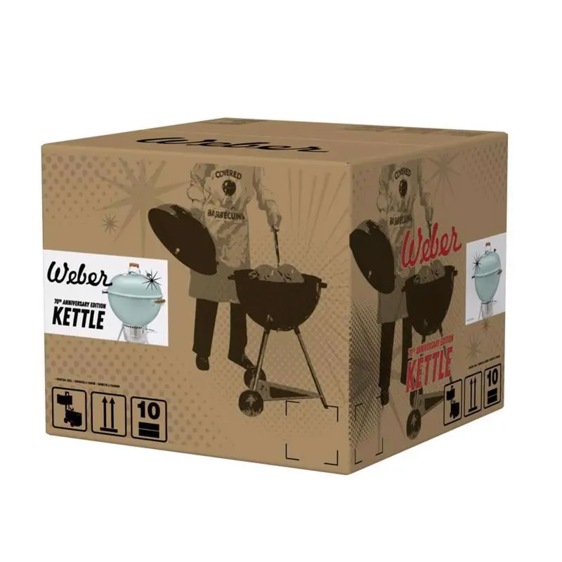 Weber Original Kettle Charcoal Grill – 22-Inch Enamel-Coated Body, Rock N Roll Blue, Rust-Resistant Lid