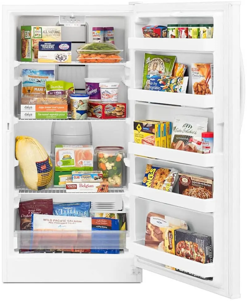 Whirlpool 15.7 Cu. Ft. Frost-Free Upright Freezer – Electronic Temp Control, Spacious Interior, White Finish