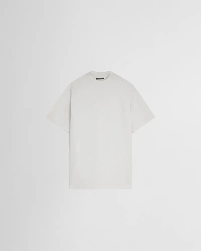 White Compact-Jersey Oversized T-Shirt With Textured Finish