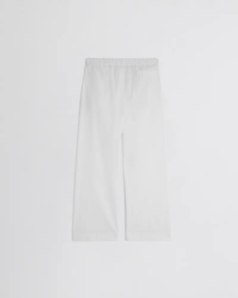 White Cotton Pyjama Trousers With Drawstring Waist 2