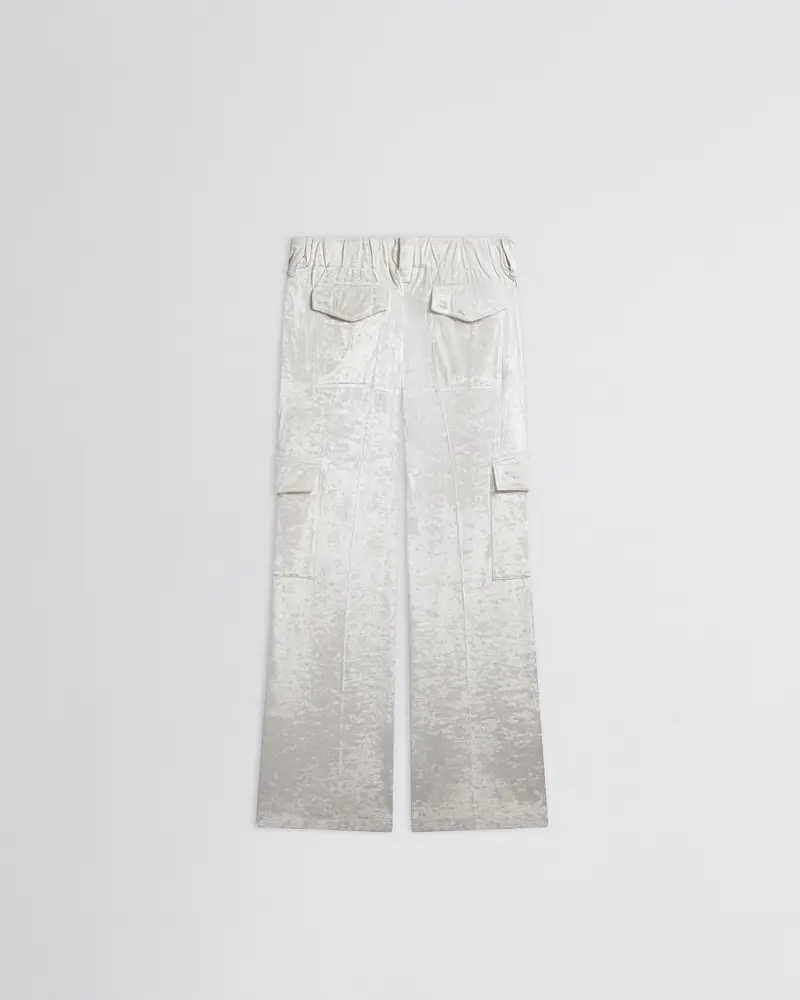 White Crushed Velvet Liquid Cargo Trousers 2