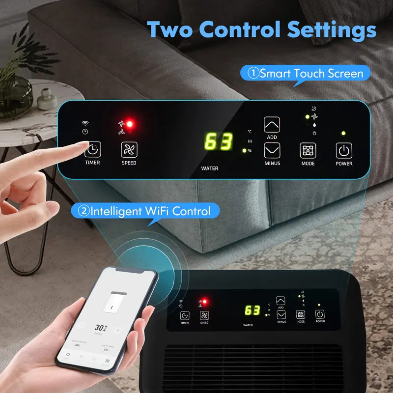 Wi-Fi Smart Dehumidifier (100 Pint) – Alexa-Compatible App Control for Spaces up to 5,500 Sq. Ft.