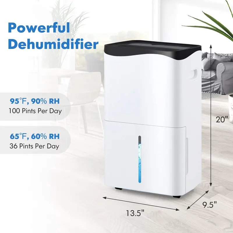 Wi-Fi Smart Dehumidifier (100 Pint) – Alexa-Compatible App Control for Spaces up to 5,500 Sq. Ft.