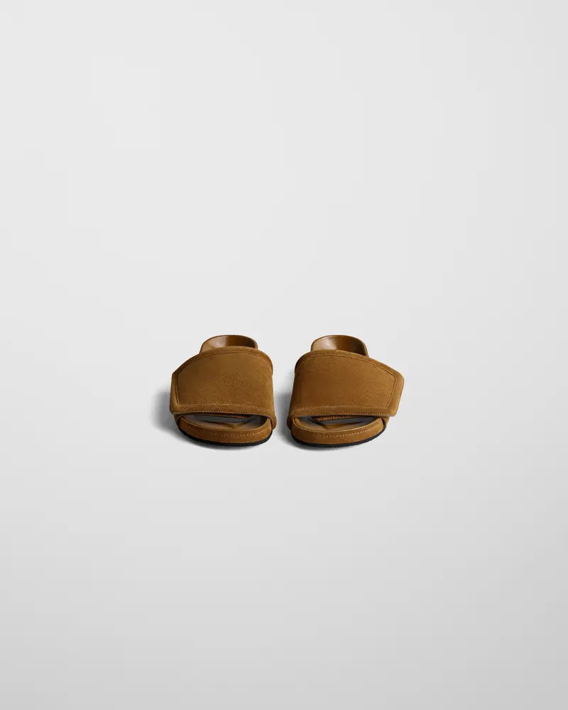 Wide-Strap Slide Sandal In Toffee Suede 2