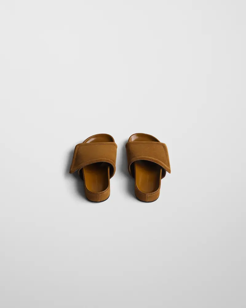Wide-Strap Slide Sandal In Toffee Suede