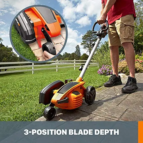 Worx WG801 Electric Lawn Edger – 12-Amp Power, 7.5-Inch Cutting Width, Depth Adjustment, and Versatile Trenching & Edge-Trimming Capability