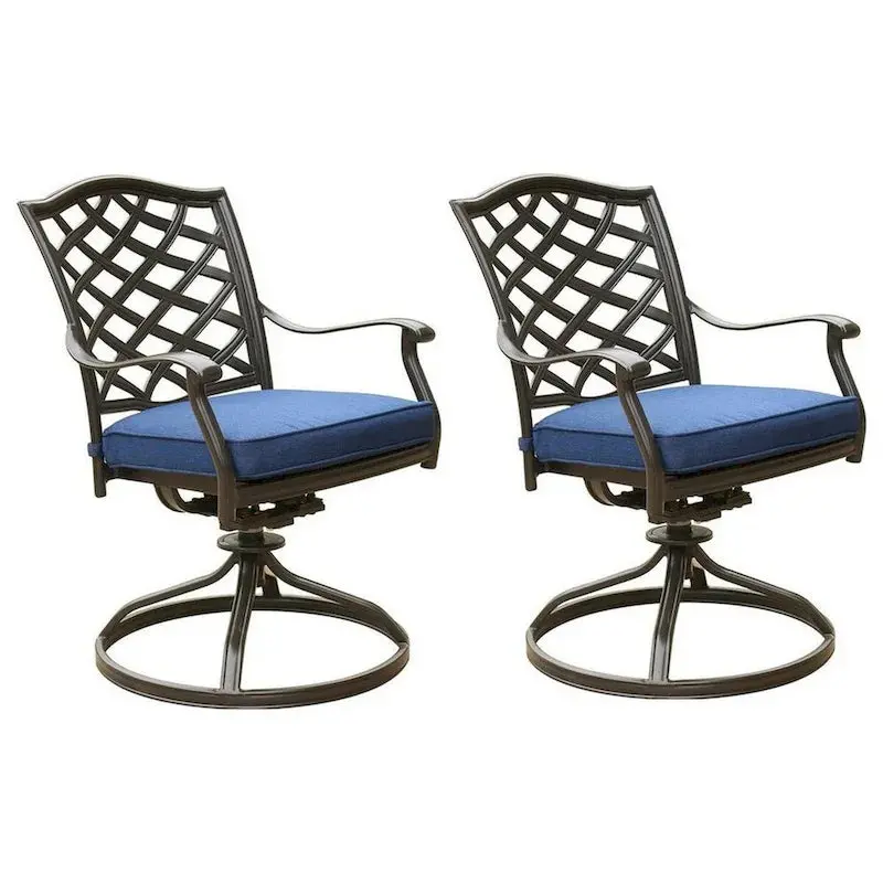 Wynn Blue Swivel Outdoor Dining Chairs with Weather-Resistant Cushions (Set of 2)