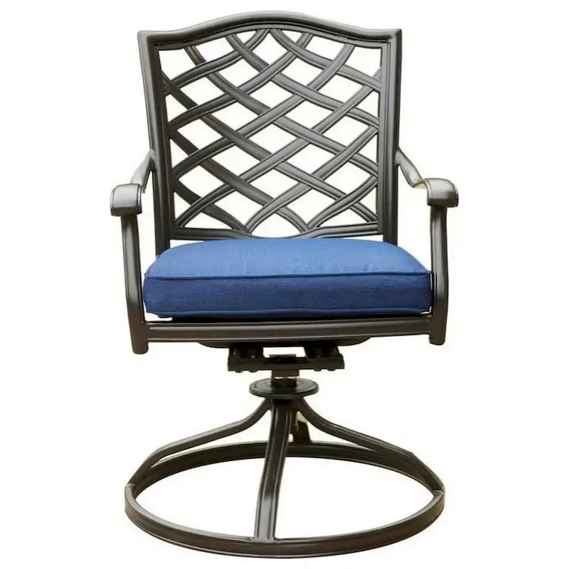 Wynn Blue Swivel Outdoor Dining Chairs with Weather-Resistant Cushions (Set of 2)
