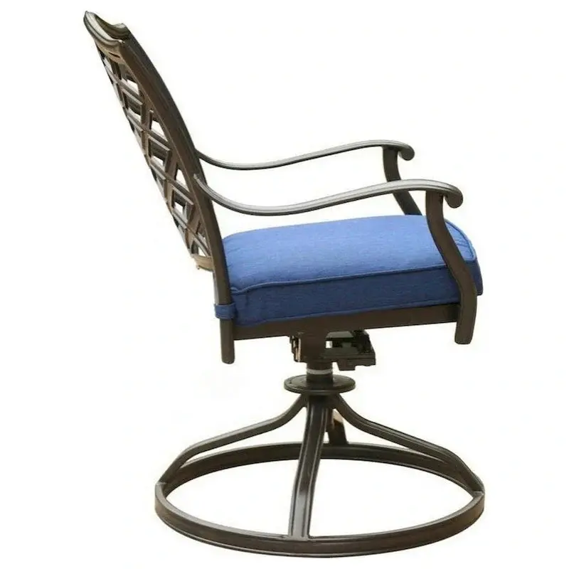 Wynn Blue Swivel Outdoor Dining Chairs with Weather-Resistant Cushions (Set of 2)