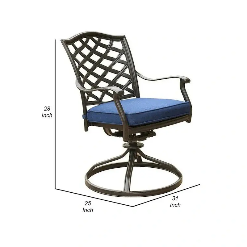 Wynn Blue Swivel Outdoor Dining Chairs with Weather-Resistant Cushions (Set of 2)